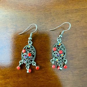 Vintage style beaded earrings-coral beads